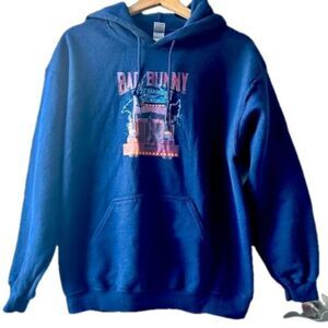 Bad Bunny blue hoodie medium navy activewear athleisure streetwear loungewear